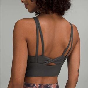 lululemon athletica double-strap ribbed tank top in charcoal gray